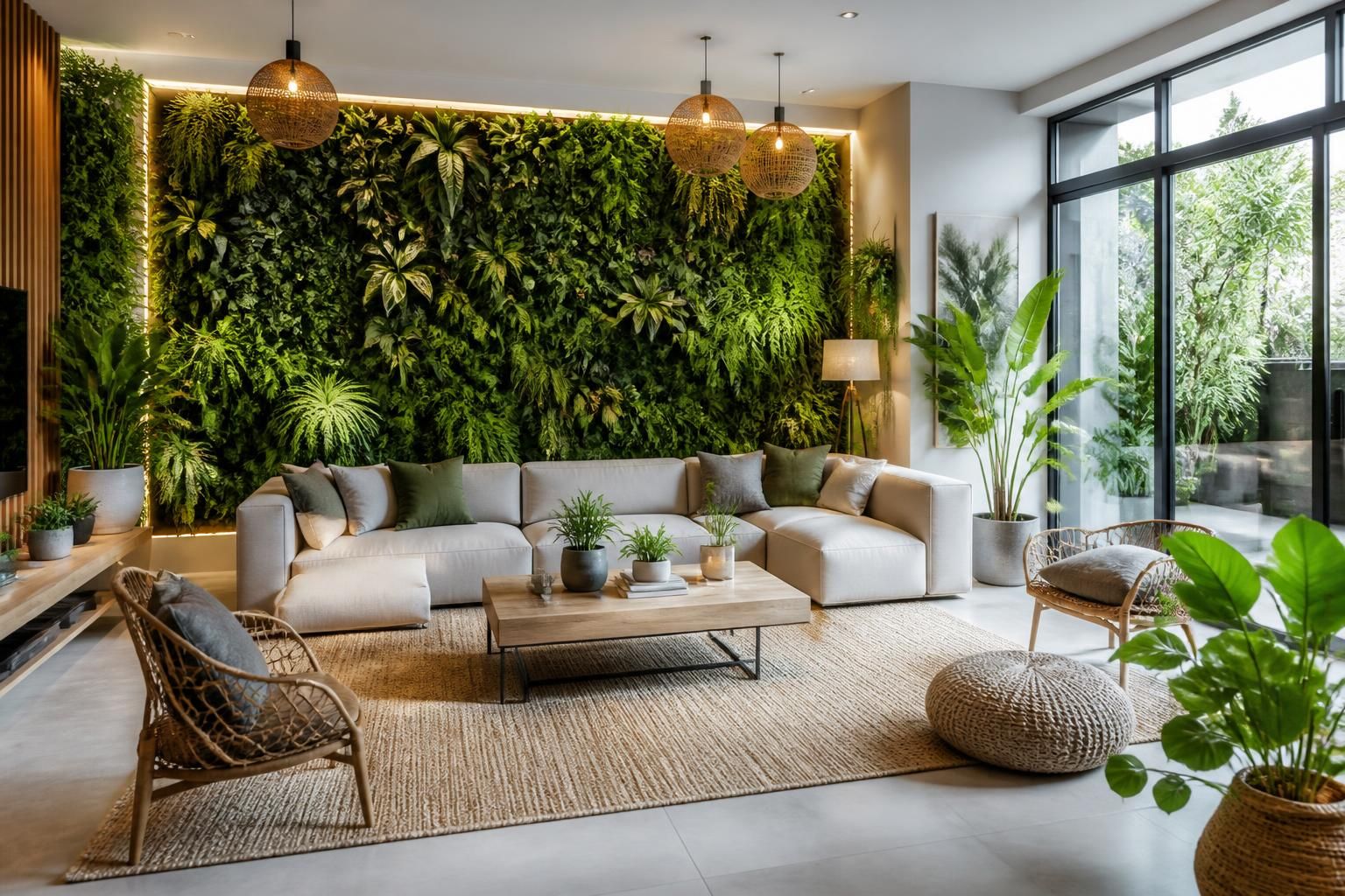 découvrez comment transformer votre salon en une oasis de verdure avec un mur intérieur végétalisé, une solution facile et durable pour apporter nature et fraîcheur chez vous.