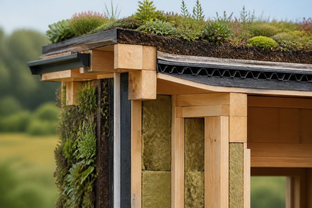 découvrez en détail l'ossature bois avec un focus sur les murs et toitures végétalisées, alliant écologie et performance pour des constructions durables.